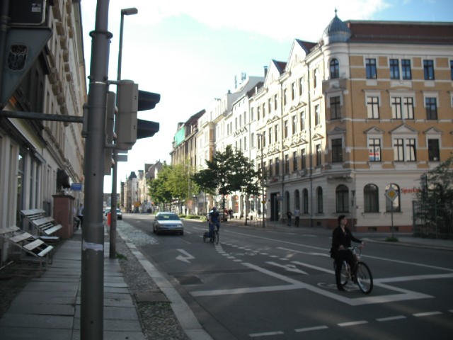 The start of the old part of Leipzig. Cycling seems popular here.