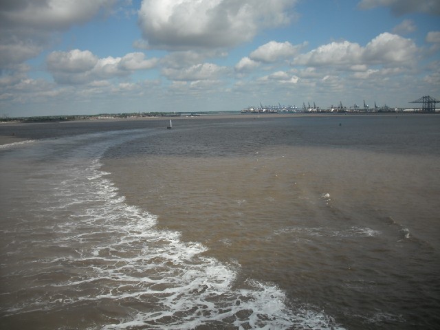 Felixstowe on the right, Harwich on the left.