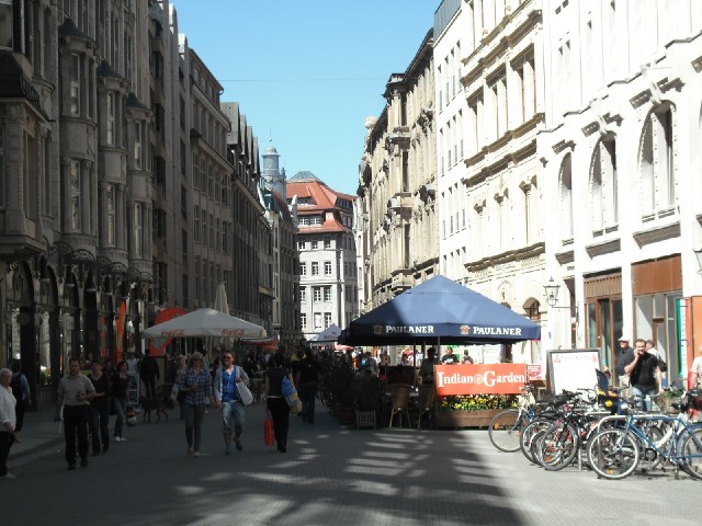 Nikolaistrae. One of these pavement cafes was a curry place. The smell surprised me when I walked p...