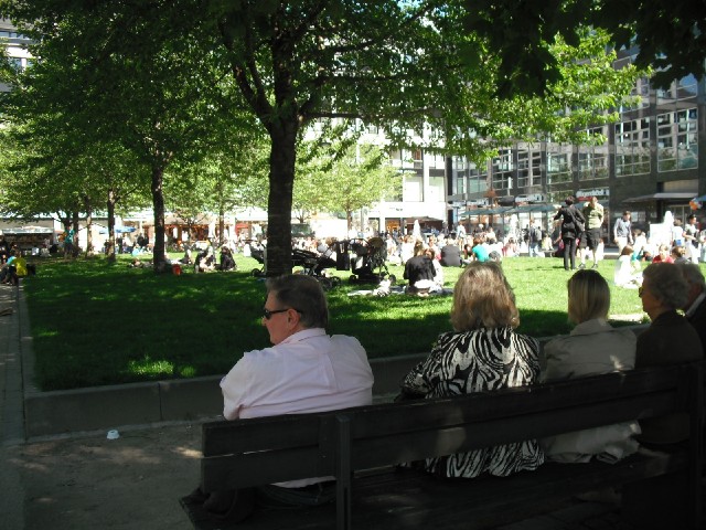 A busy park in Leipzig.