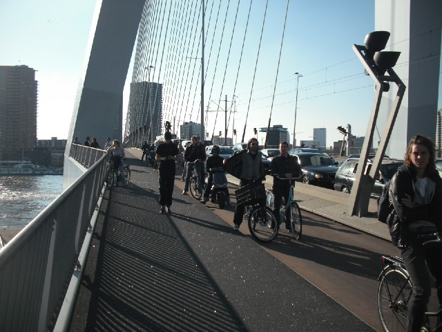 A queue building up on the bridge.