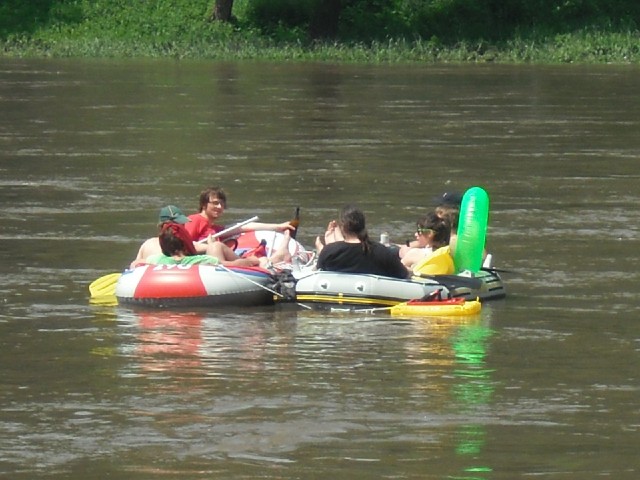 I think you can hire rafts like this for a downstream ride. As you might expect, they were going pre...