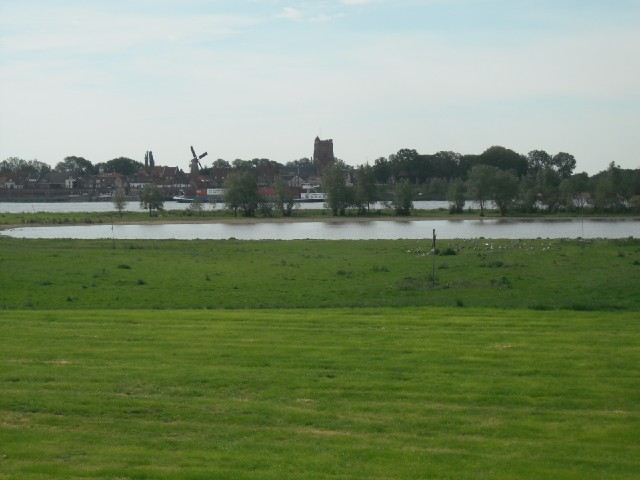 Just in front of the windmill is one of an endless succession of barges on the Rhein. Sorry, the Waa...