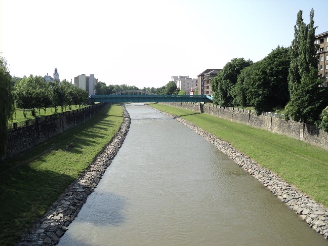 The River Odra in Ostrava, looking not entirely natural.