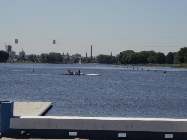 That's the city of Poznan, beyond the far end of the 2000 m rowing course.