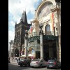 The Municipal house on the right and the Powder Tower on the left.