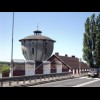 A close-up view of a water tower, slightly blurred, unfortunately.