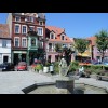 A small fountain in Miedzychd. I also like the balcony on the bank in the background.
