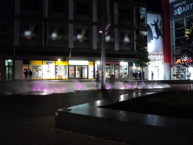 When I first walked through this square, I saw the wet ground around these lights and thought they w...