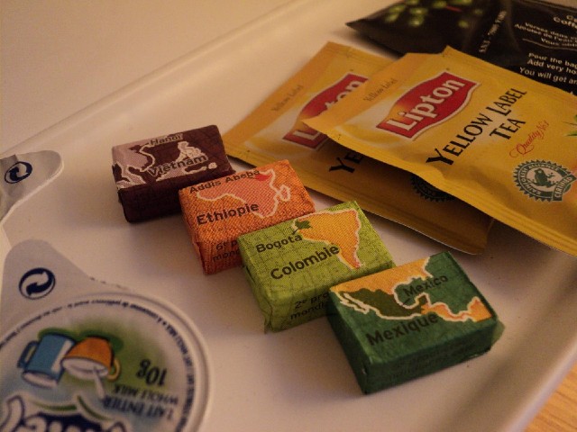 Wow, this hotel has a range of exotic sugar. It's a shame my rules don't let me try it.