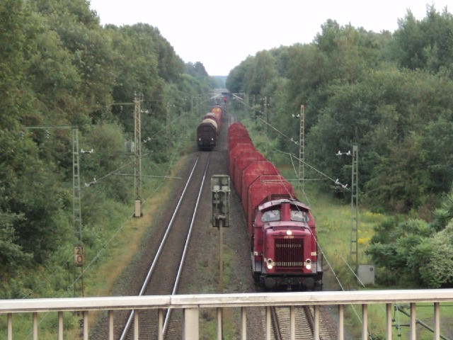 The train on the right is waiting for the points just behind me to change.