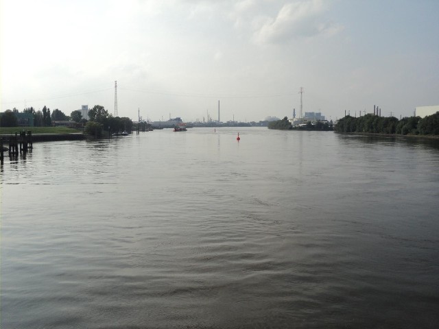 One branch of the Elbe, seen from the bridge.
