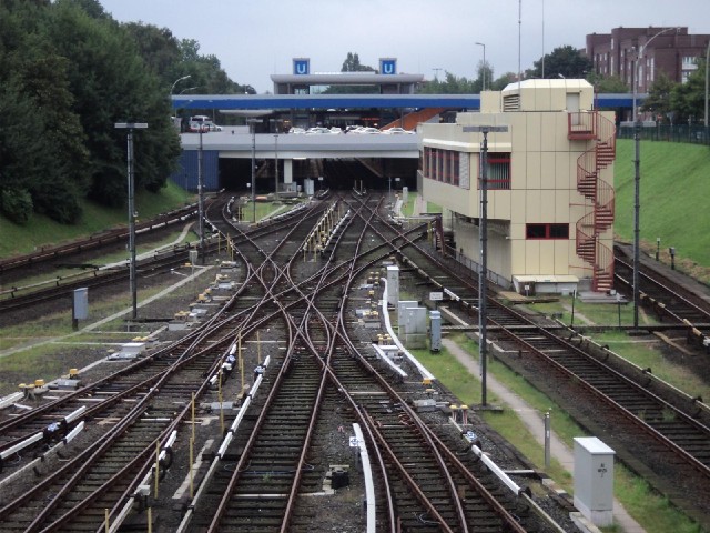I think this may be the end of the U-bahn line. Most of the tracks in the foreground are just siding...