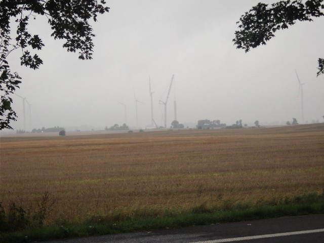A wind farm under construction.