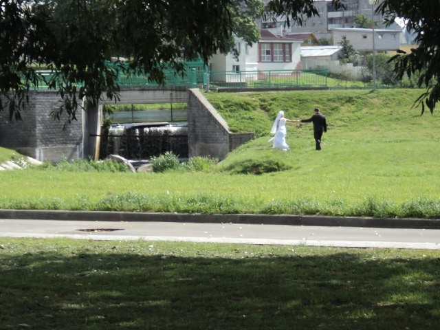 Yet another bride and groom. These ones seem to have managed to get away from their guests.