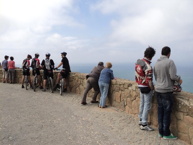Tourists, some on bikes. These were the only cyclcists I saw at the Cape, although there were severa...