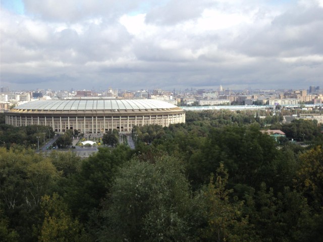 The building in the foreground is the 1980 Olympic stadium.