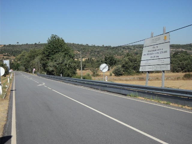 According to the sign, this 21 km section of road has been improved at a cost of € 1,682,159.59...