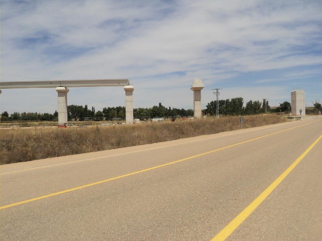 This looks like a railway bridge being built. It's probably part of Spain's new high-speed rail netw...