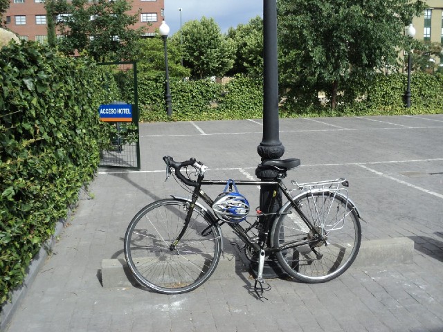 My bike at the hotel in Valladolid.