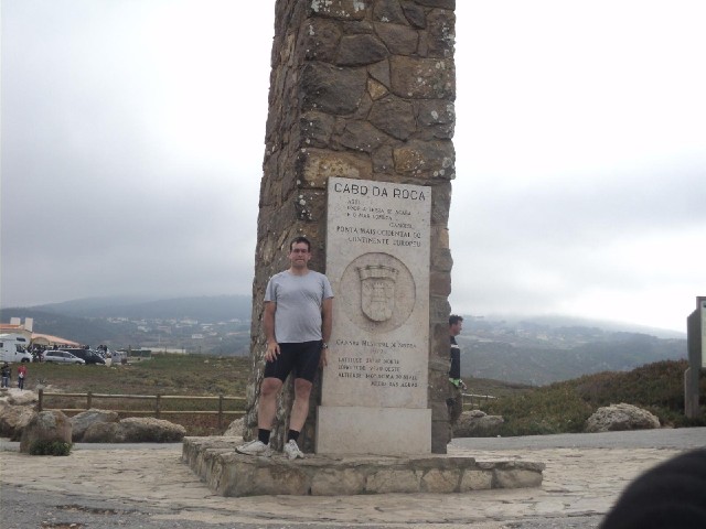 Me at Cabo da Roca. I'm afraid there isn't a picture of the bike and me together here. In this wind,...