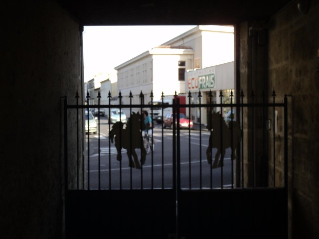 The view into the street from the White Horse Hotel.
