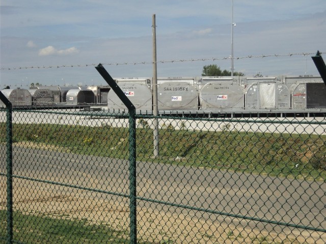 Freight containers at Charles de Gaulle Airport.