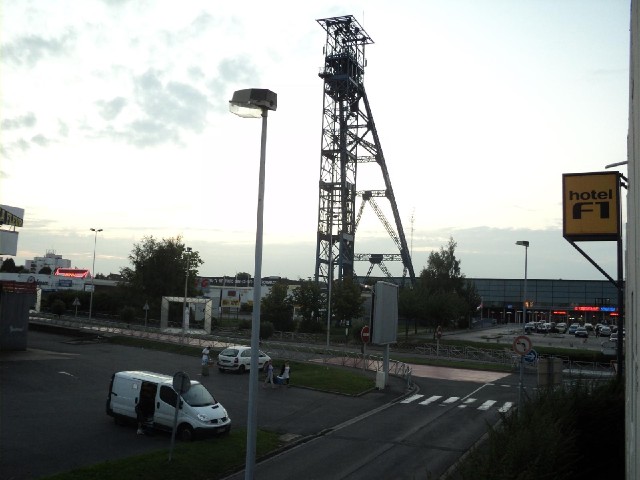 The view from my hotel, of a different pit head and a modern cinema complex which is probably where ...