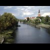 Elblag, on the river of the same name. I thought the church tower looked like a spiky wooden tower w...