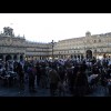 Salamanca's main square. The people in the stripey clothes on the right are giving some kind of musi...