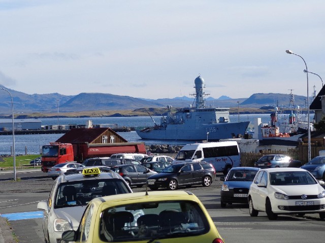 That's a Danish warship. Iceland doesn't have any armed forces.