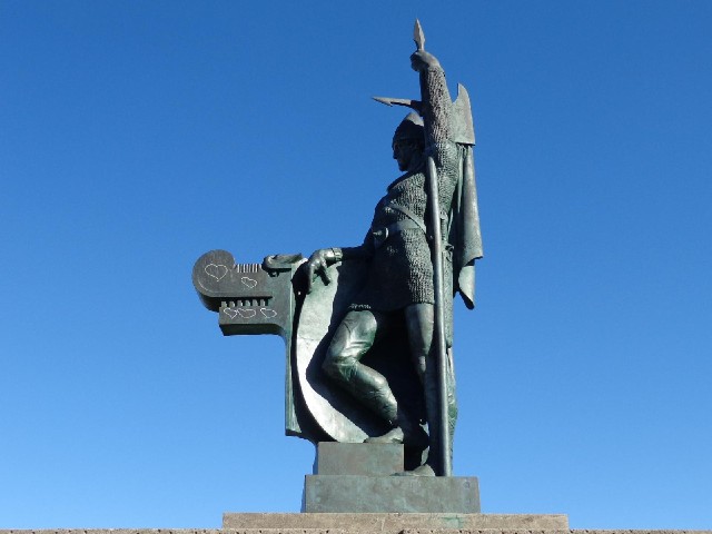 A statue of Inglfr Arnarson, the first permanent Norse resident in Iceland and founder of Reykjavik...
