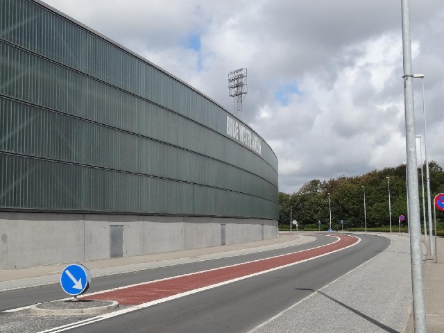 The Blue Water Arena, named after a big local transport company. The light grey strip to the left of...