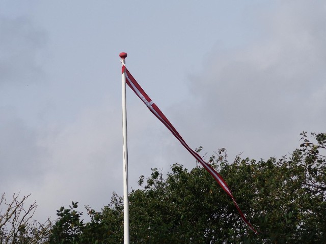 Here's a close-up of one of those Danish flag streamers. Most farms have them.