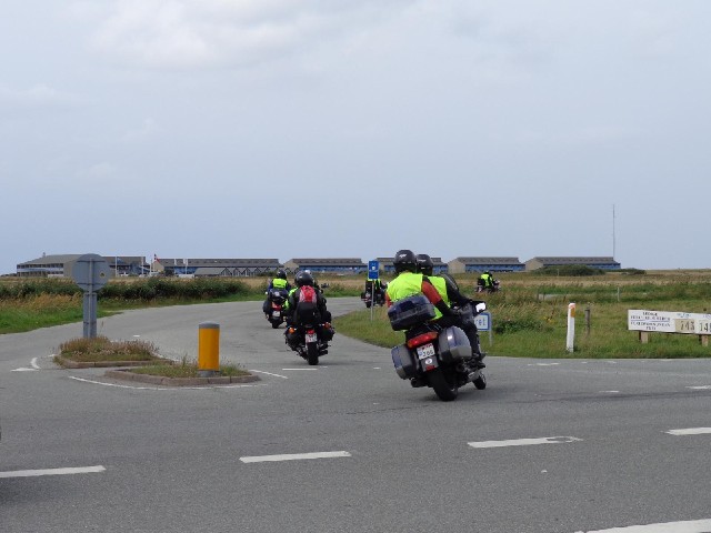 A group of Swedes, two on each motorbike, presumably heading for one of the ferries.