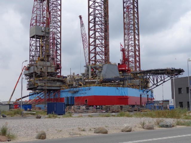 A drilling platform being worked on.