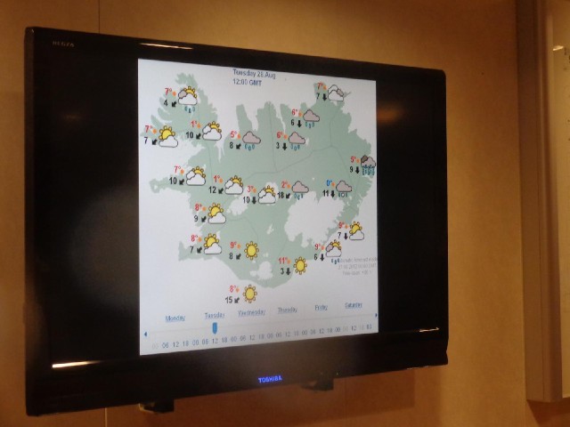 Here's tomorrow's weather forecast for Iceland. I'll be starting over on the right and heading along...