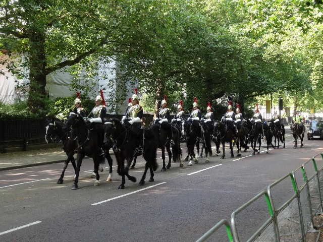 The Blues and Royals, part of the Household Cavalry, on their way from Knightsbridge Barracks to Whi...