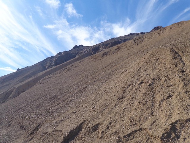 For the next few kilometres, the road would be crossing this scree slope. There were thick barriers ...