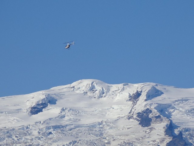 Glacier with helicopter.