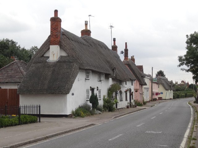Thatched buildings.