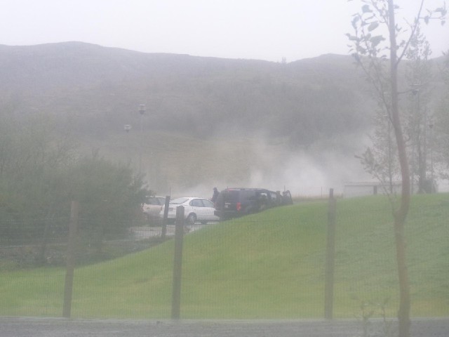 Part of the view from my cabin window. I don't know where any of the actual geysers are but across t...