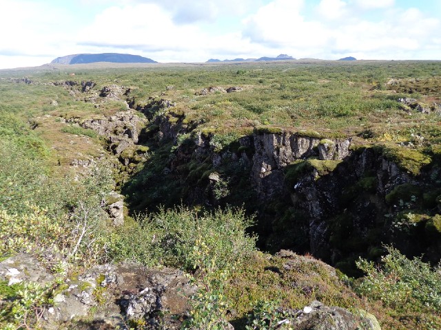 One of the cracks formed by the two continental plates moving apart.