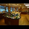 The cold food section of the dinner buffet.