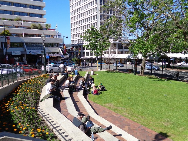 People enjoying the sunshine.