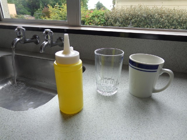 I think this is washing up liquid but it could be mustard. We'll soon find out.
