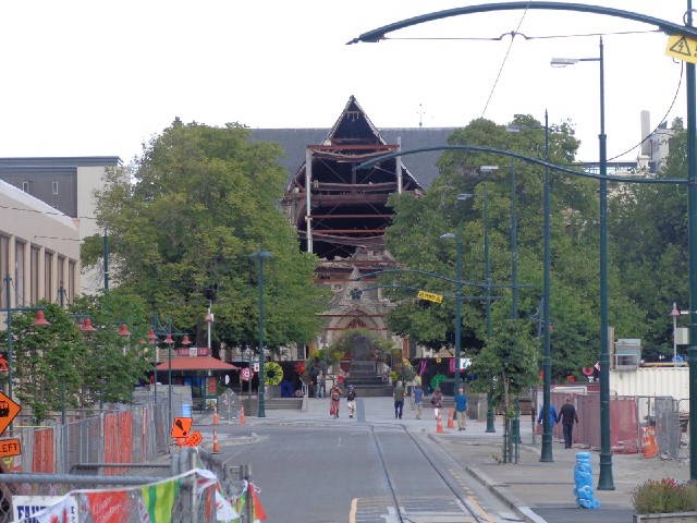 The remains of Christchurch Cathedral, destroyed by the earthquake of 2011, one of a number of earth...