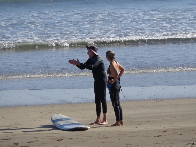 A surfing lesson.