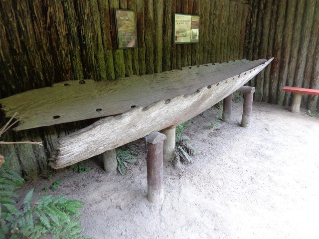 Part of a Maori canoe, constructed in sections so that it can be carried overland between lakes.