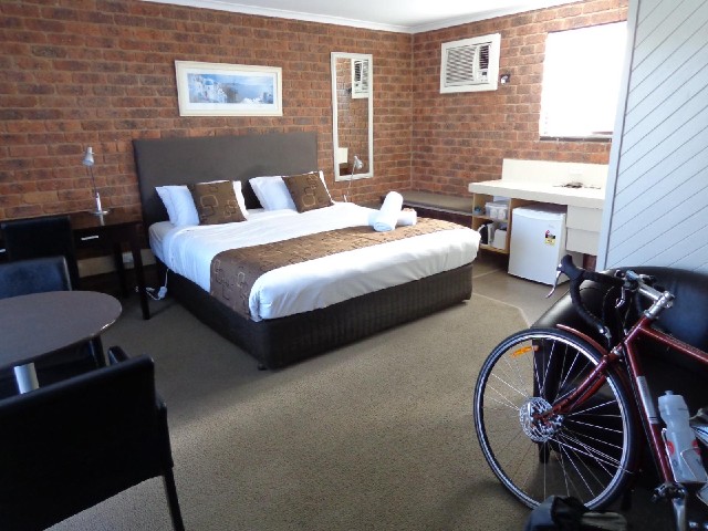 My motel room. It's as plush as a hotel but I could wheel the bike straight into it and it also has ...